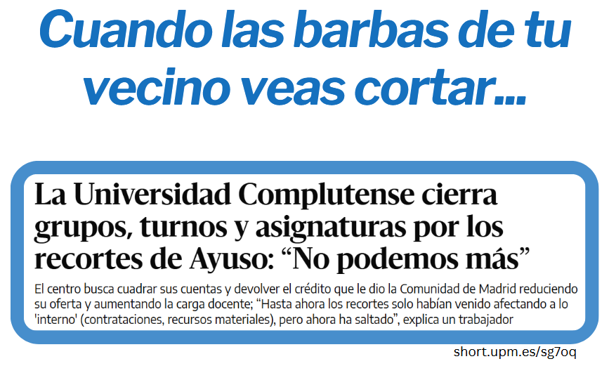 Cartel cierre grupos UCM