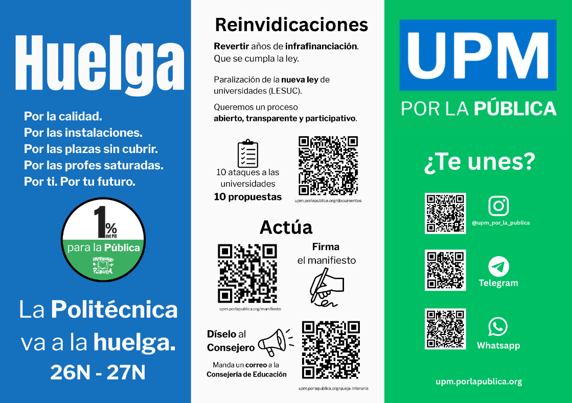 Tríptico de la huelga (una cara)